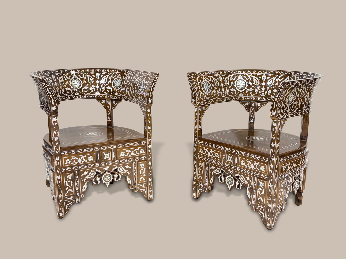 Emperor Chairs & Table Set - Mother of Pearl