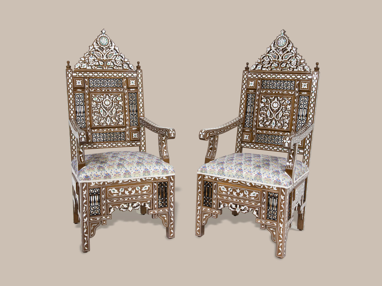 Chairs & Table Set - Inlaid with Mother of Pearl