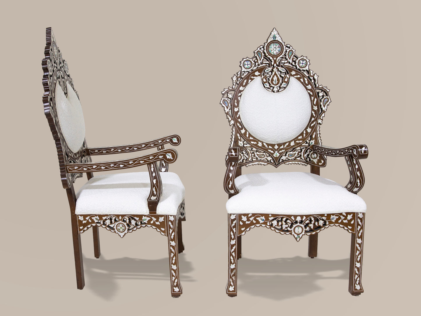 Chairs & Table Set - Inlaid with Mother of Pearl