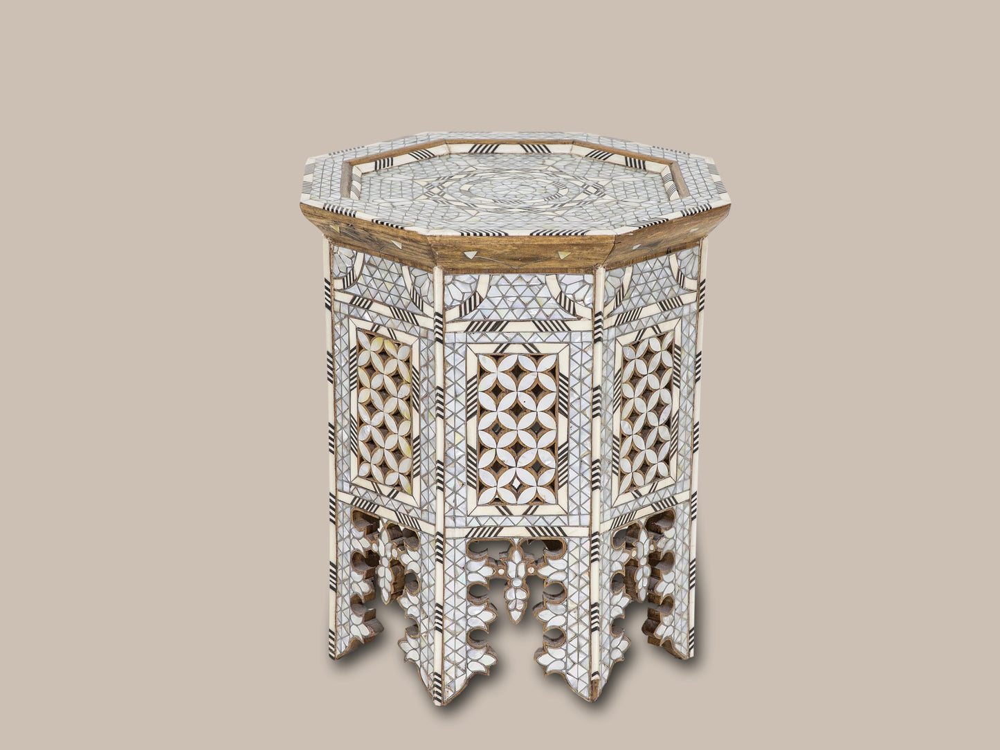 Accent Bright Table Hand Engraved Mother Pearl
