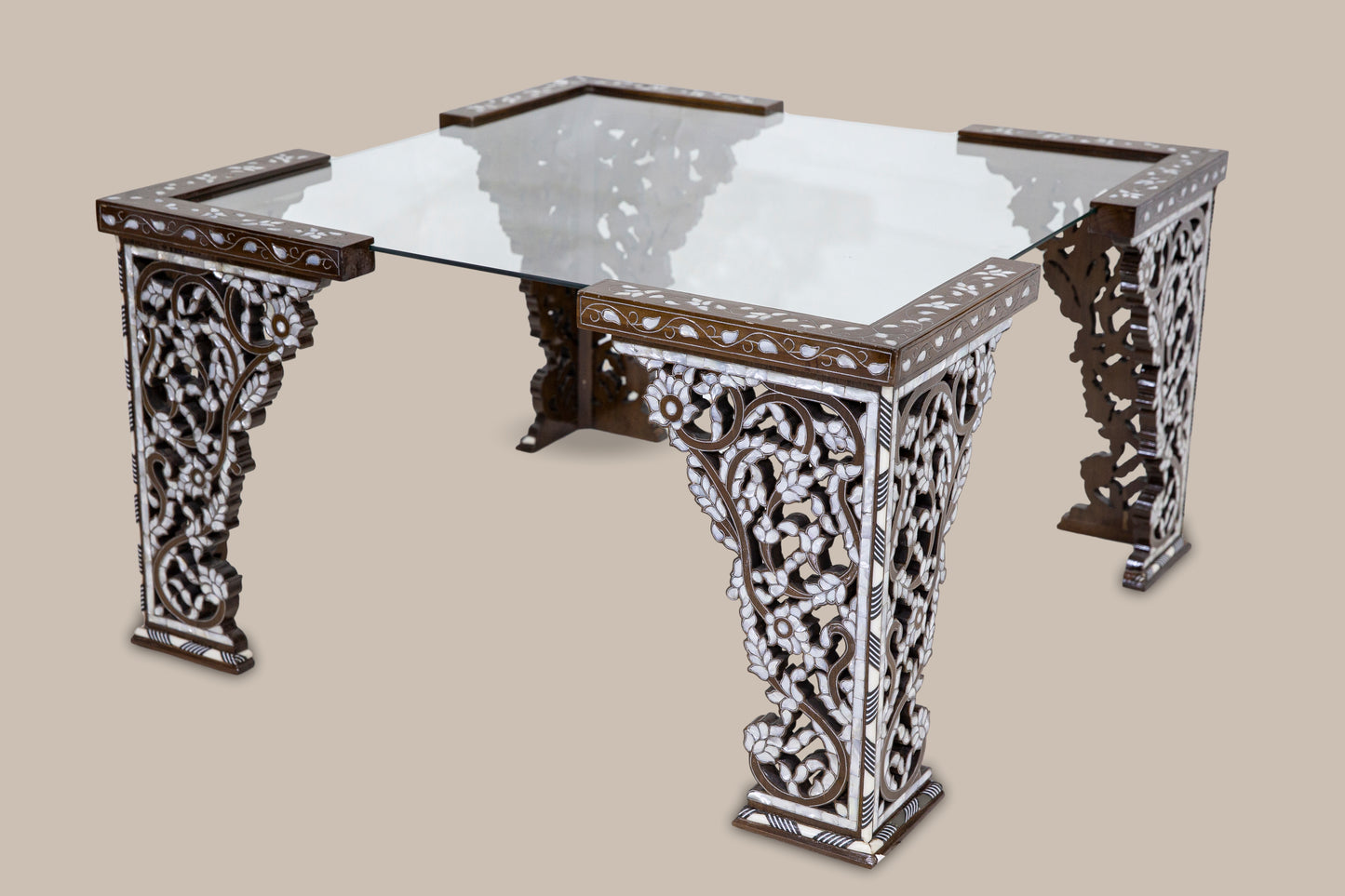 Accent Table Hand Engraved Mother Pearl VI