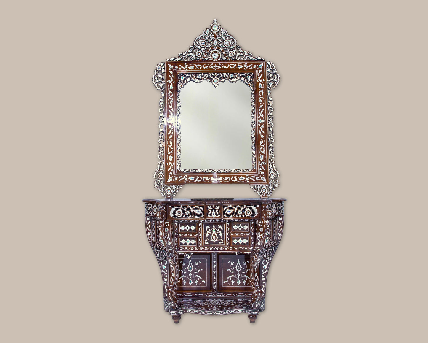 Dresser & Mirror Set - Covered in Mother of Pearl 1