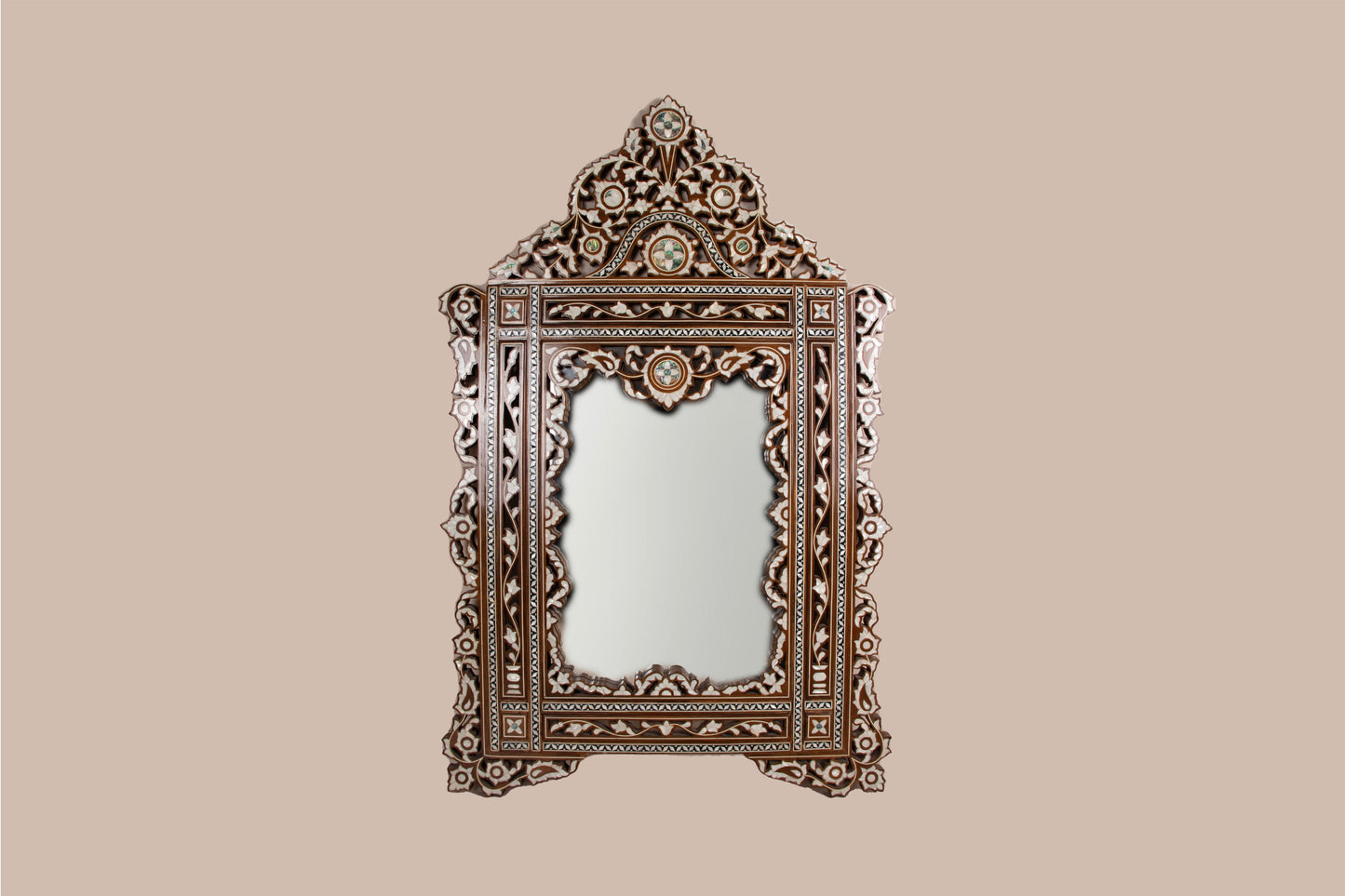 Dresser & Mirror Set - Floral pattern in Mother of Pearl