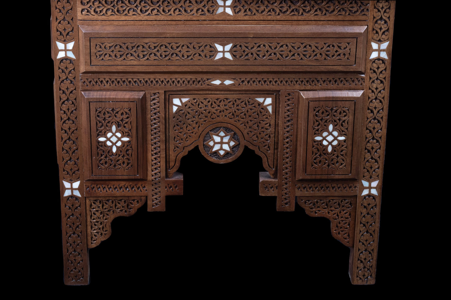 Hand Engraved Wooden Table, inlayed with mother of pearl