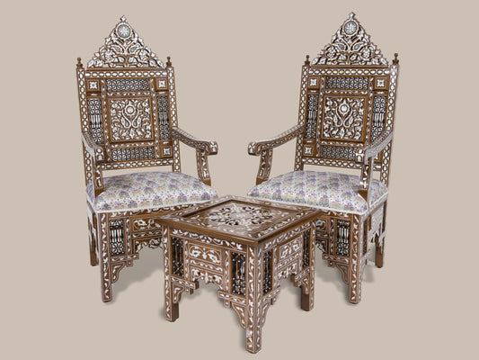 Chairs & Table Set - Inlaid with Mother of Pearl