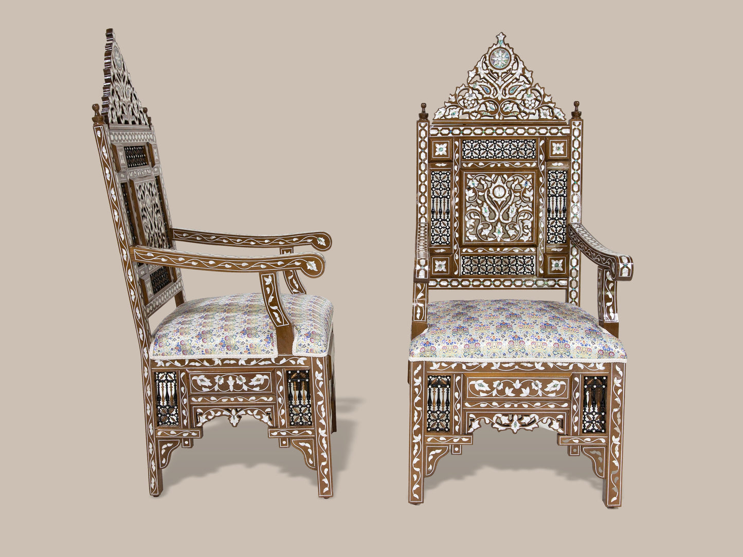 Chairs & Table Set - Inlaid with Mother of Pearl