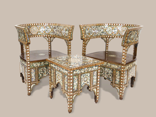 Emperor Chairs & Table Set - Mother of Pearl