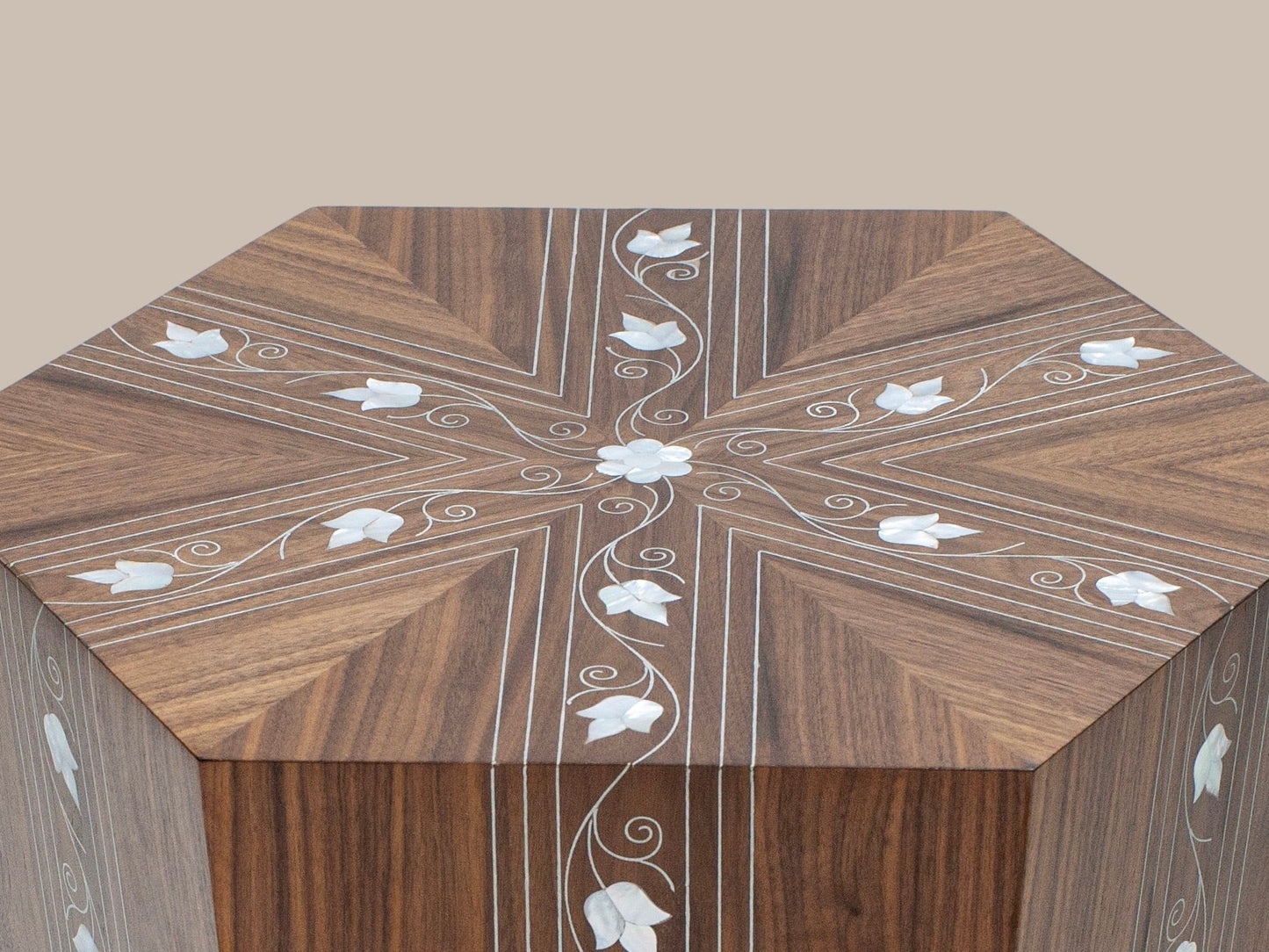 Accent Table Hand Engraved Mother Pearl