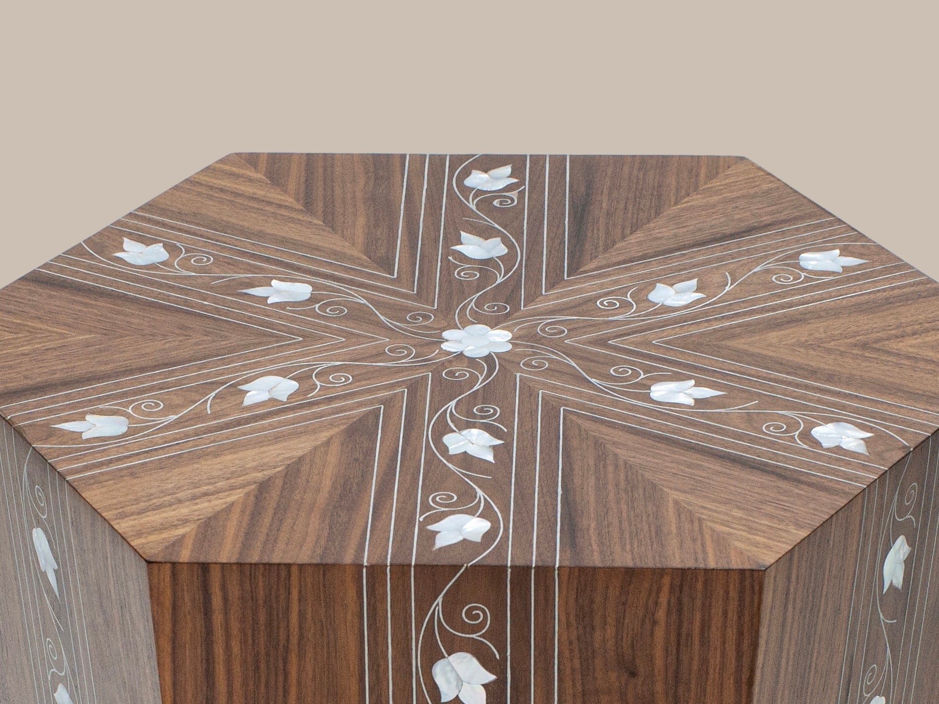 Accent Table Hand Engraved Mother Pearl