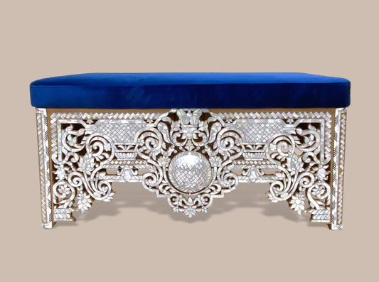 Blue Backless Sofa - 2 Seater