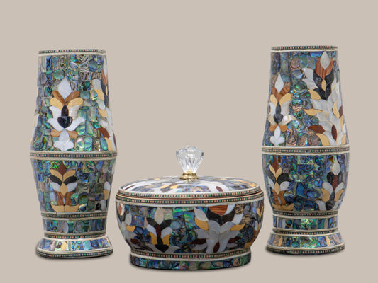 Bowl & Vases - Covered Mother Pearl