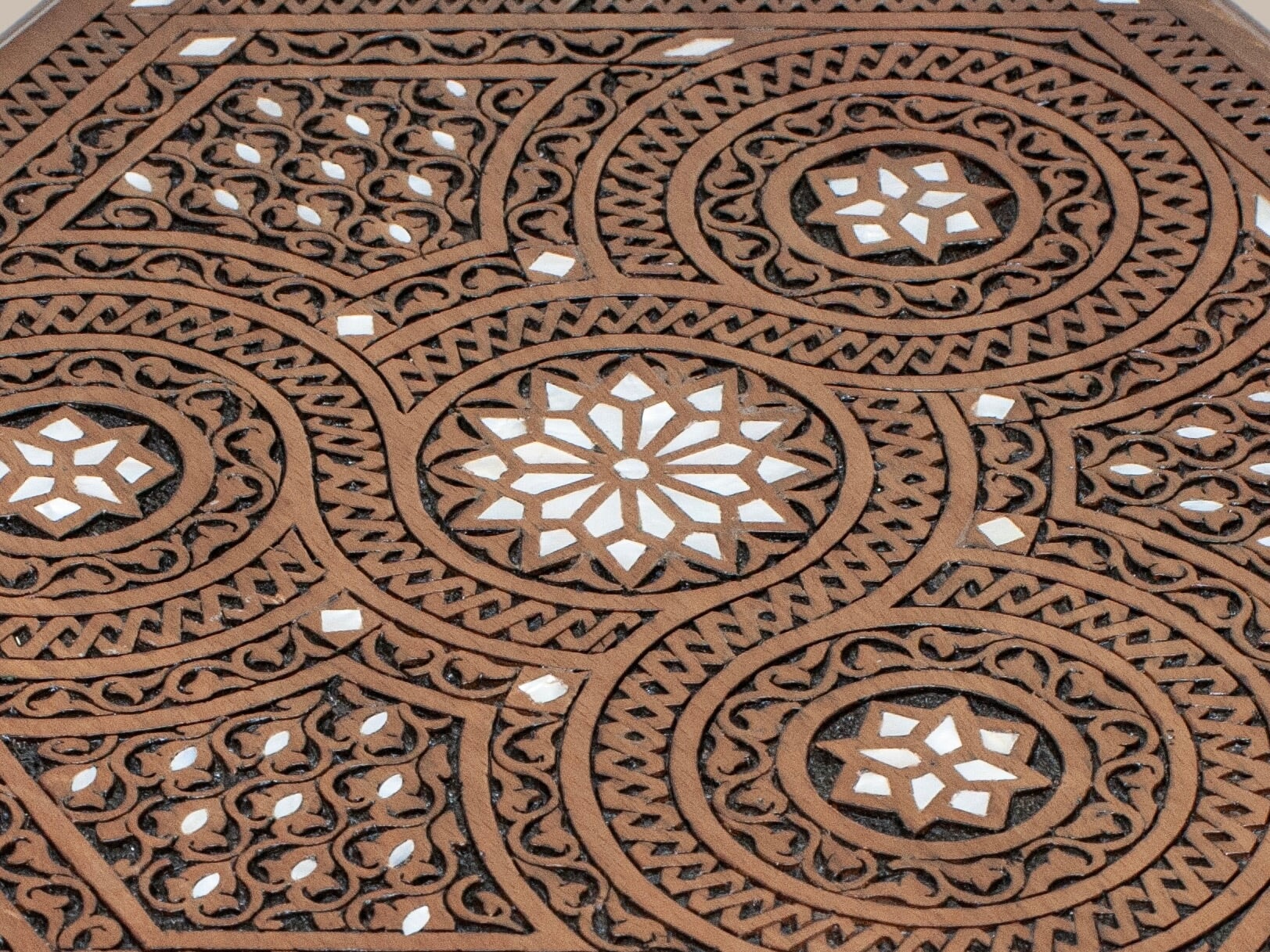 Carved Accent Table Mother Pearl