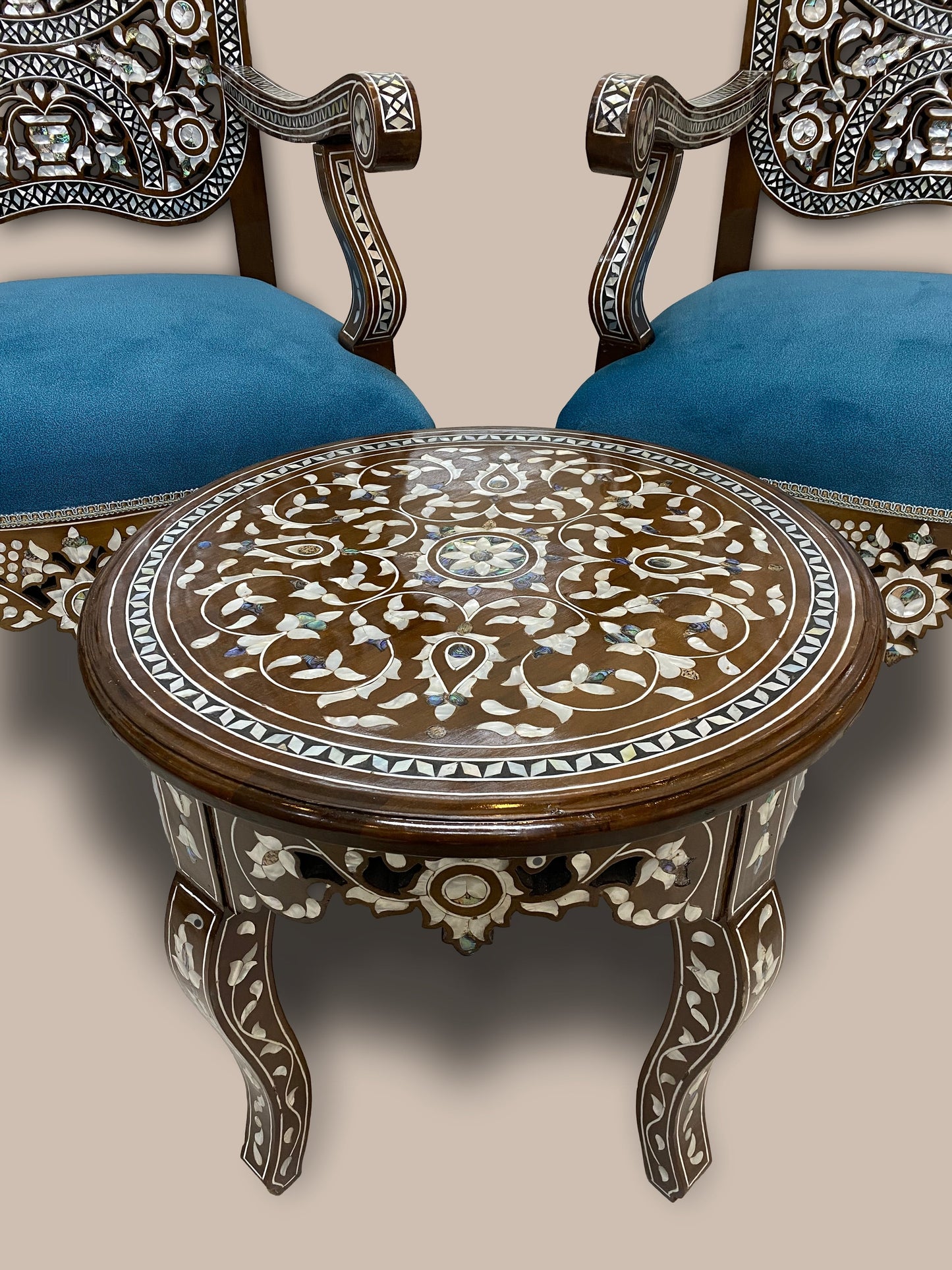 Chairs & Table Set - Inlayed with Mother of Pearl