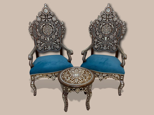 Chairs & Table Set - Inlayed with Mother of Pearl