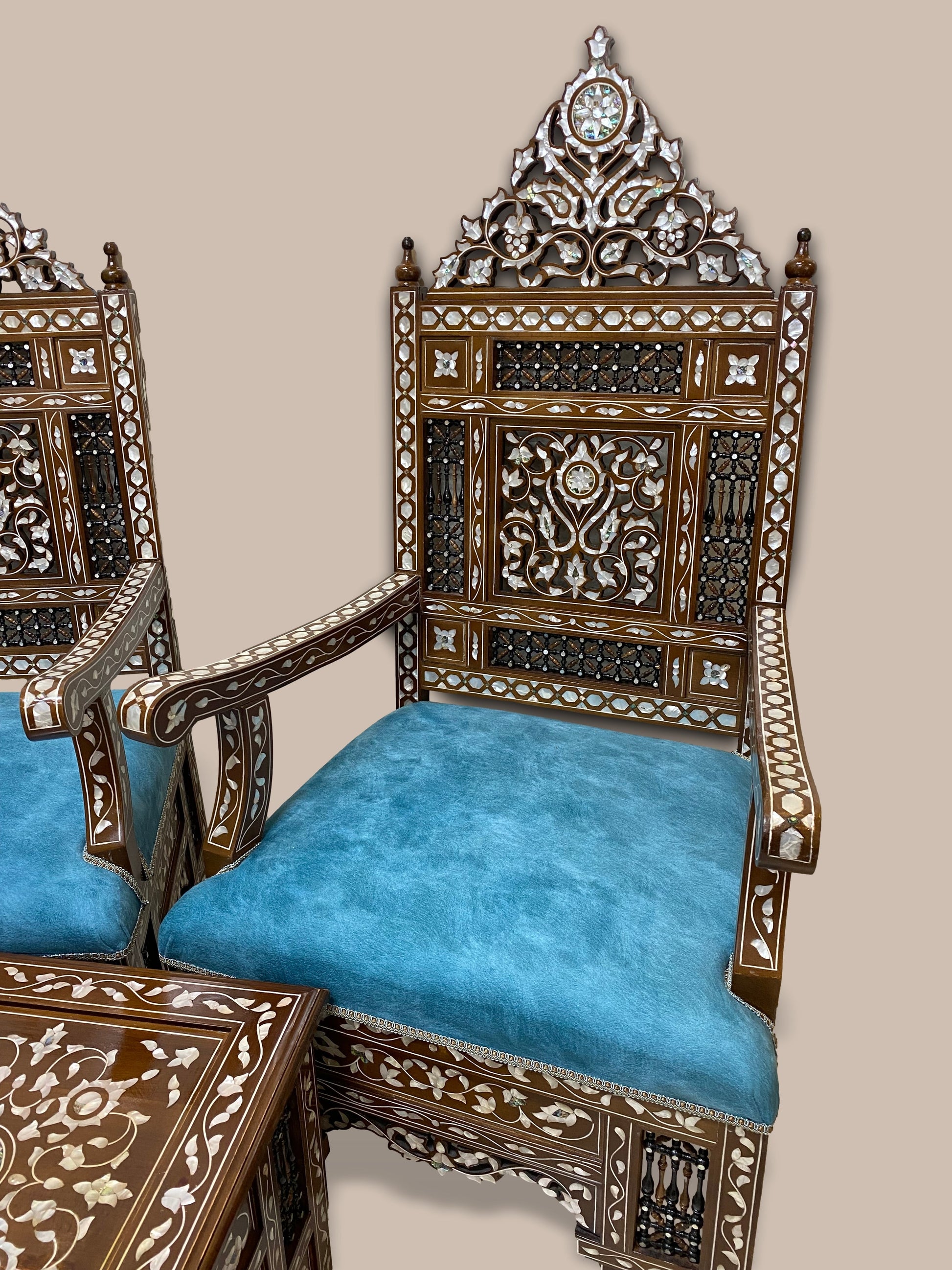 Chairs & Table Set - Inlayed with Mother of Pearl