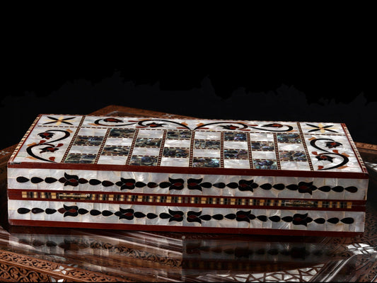 Chess and Backgammon Game Set - Covered in Mother of Pearl