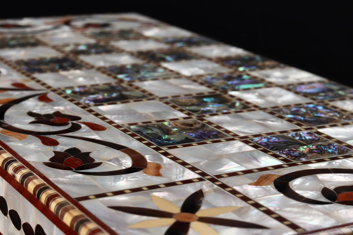 Chess and Backgammon Game Set - Covered in Mother of Pearl
