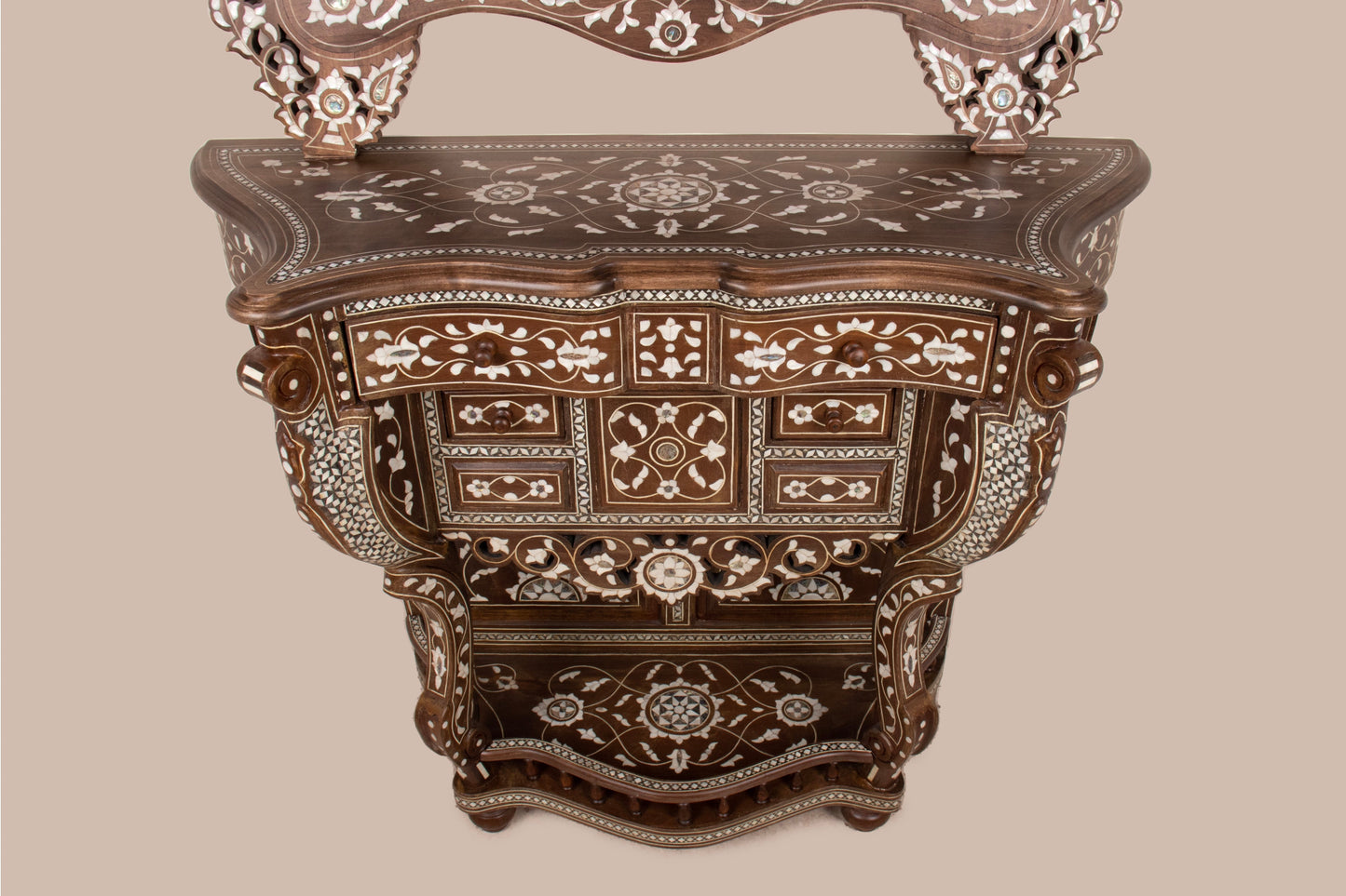 Dresser & Mirror Set - Inlayed in Mother of Pearl