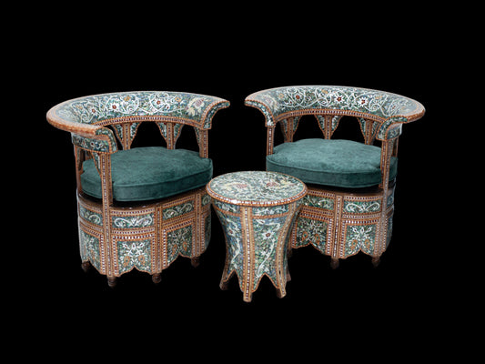 Emperor Chair & Table Set - Mother of Pearl