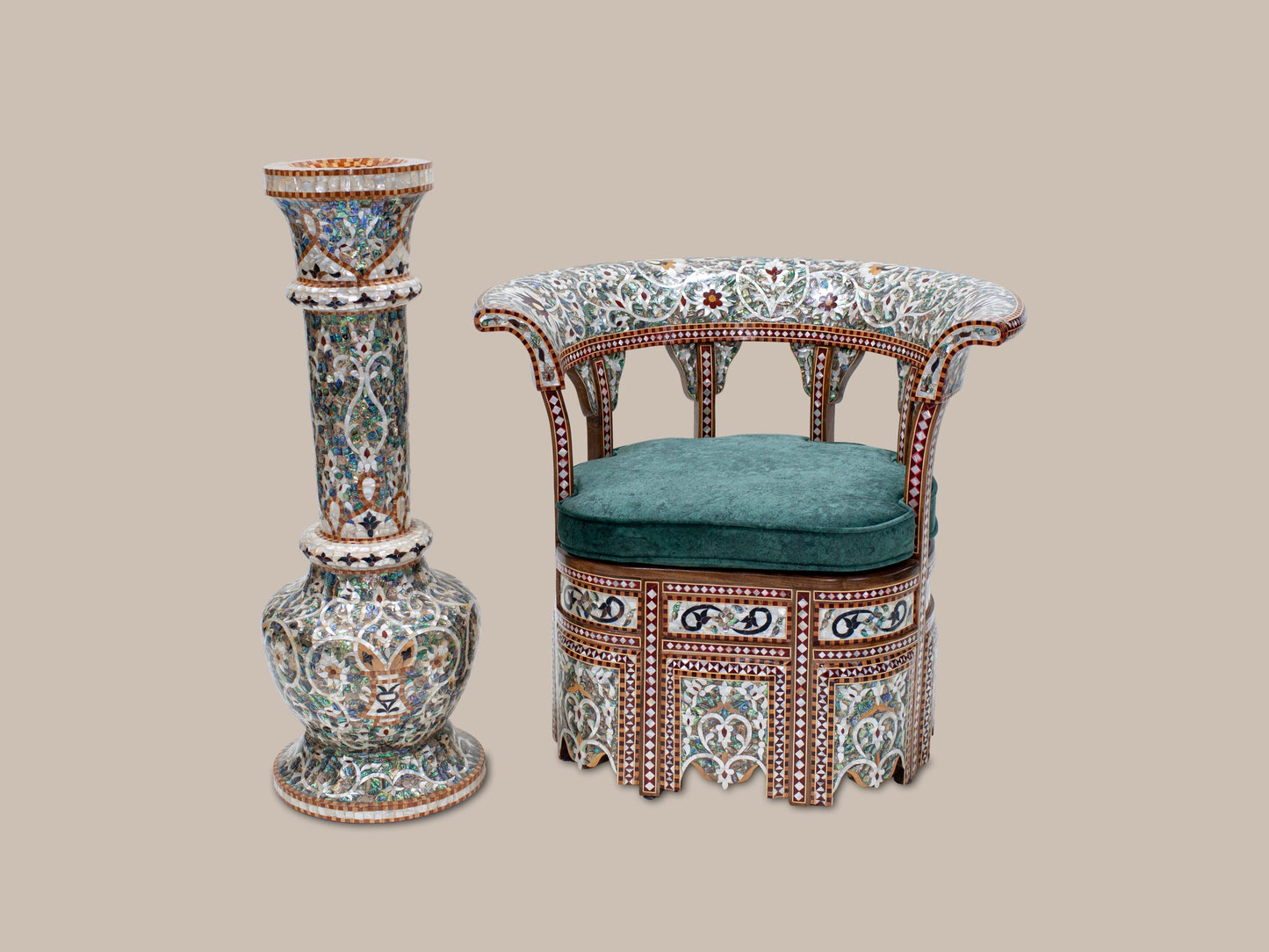 Emperor Chair & Vase Set - Mother Pearl