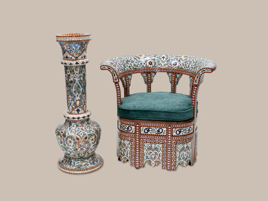 Emperor Chair & Vase Set - Mother Pearl