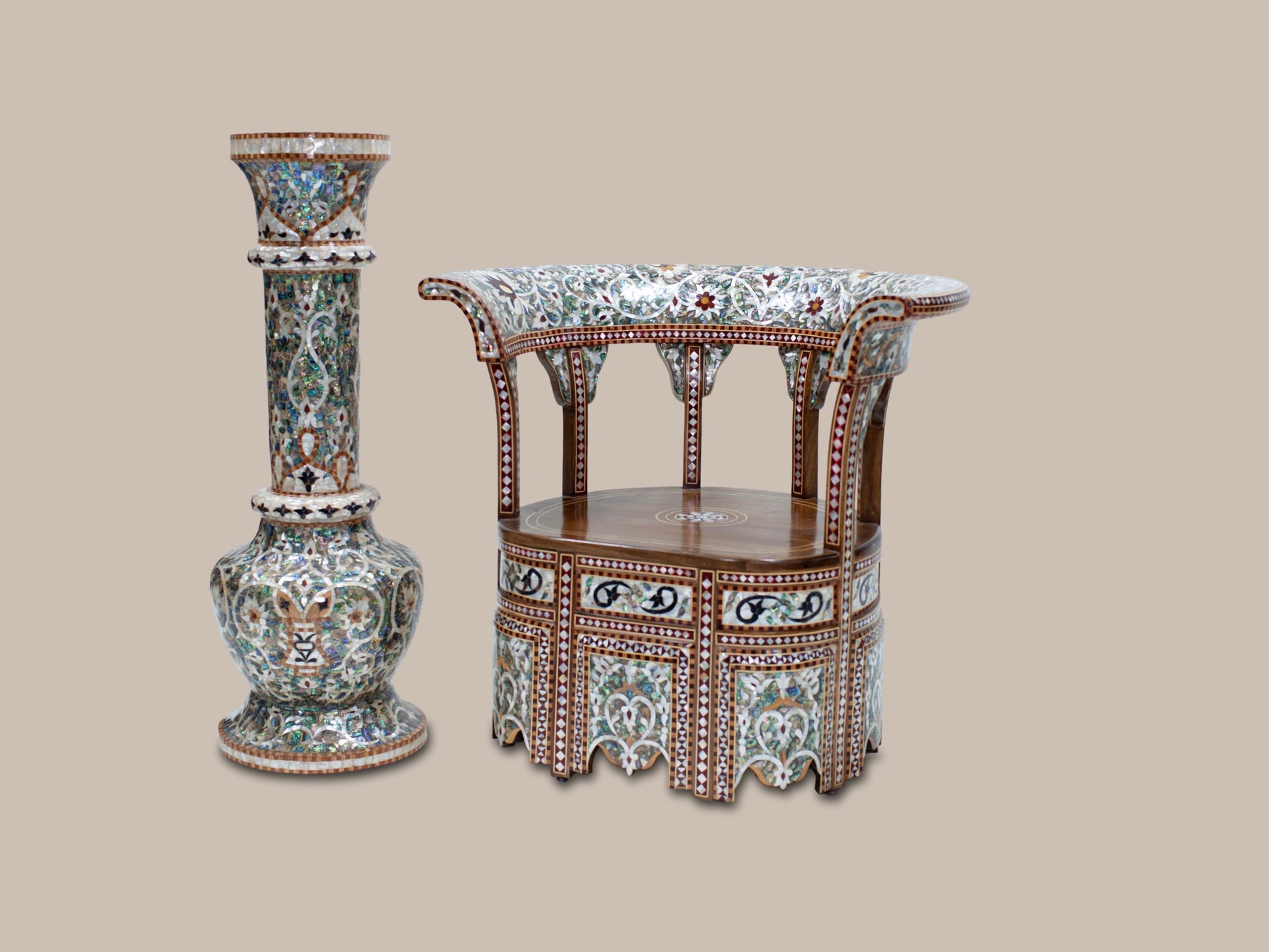 Emperor Chair & Vase Set - Mother Pearl