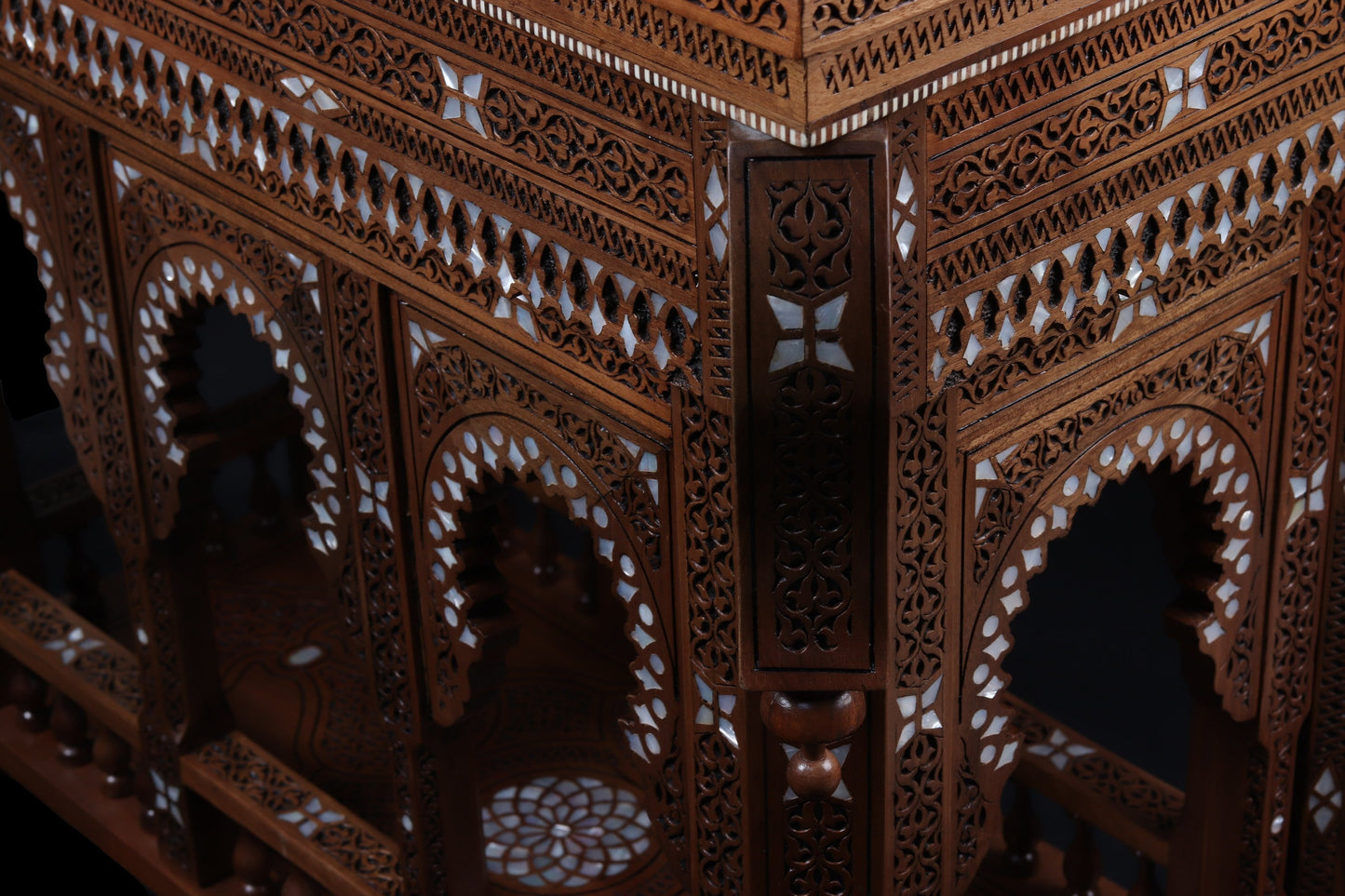 Game Table - Cards, Chess, & Backgammon - Hand Carved and inlayed in mother of pearl