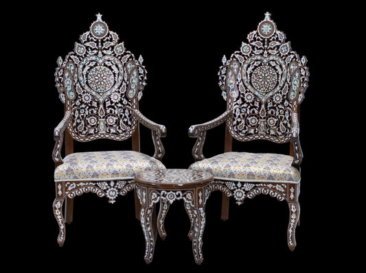 Large Chair & Table Set - Mother of Pearl