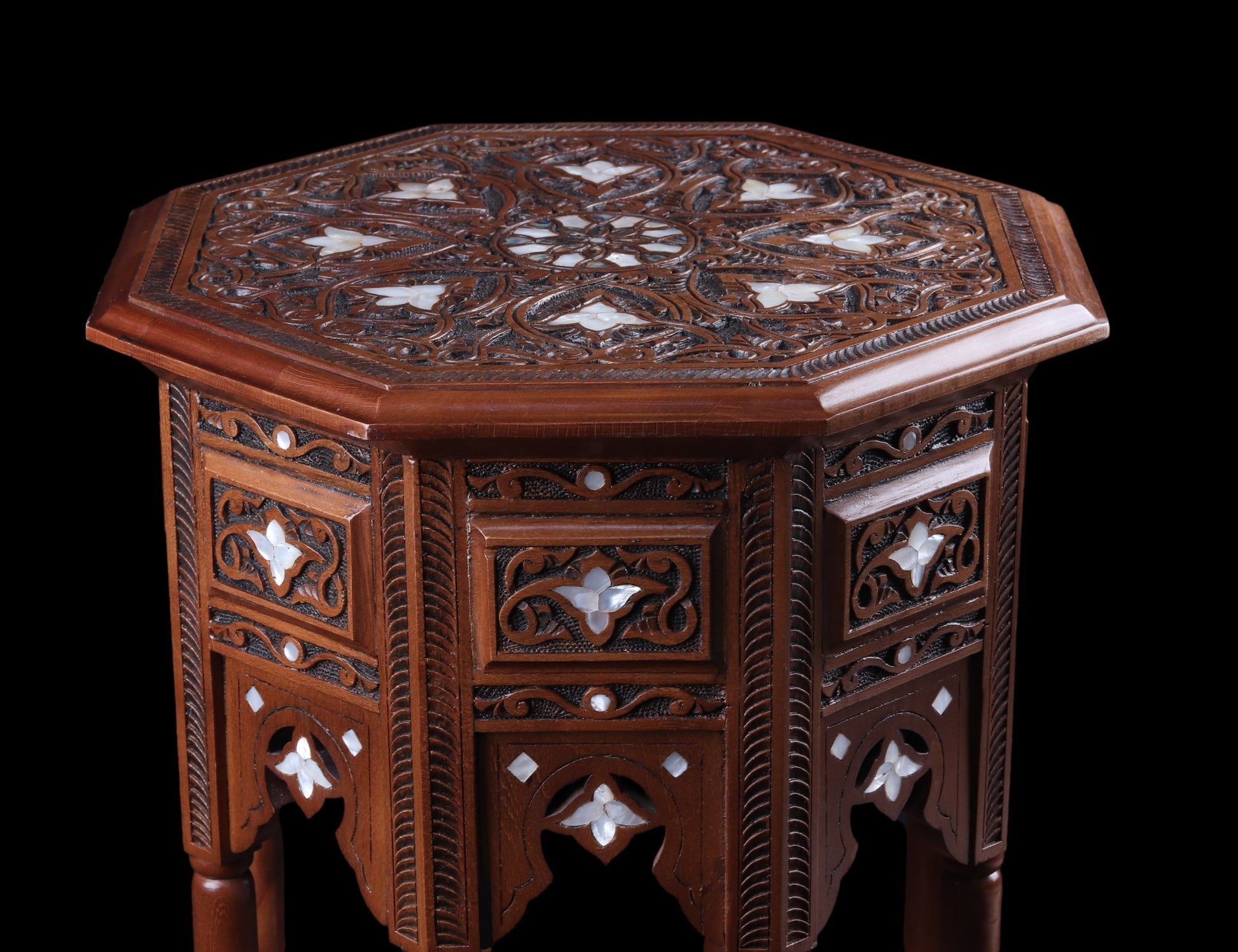 Large Side Table Set - Hand Engraved and Inlayed with Mother of Pearl