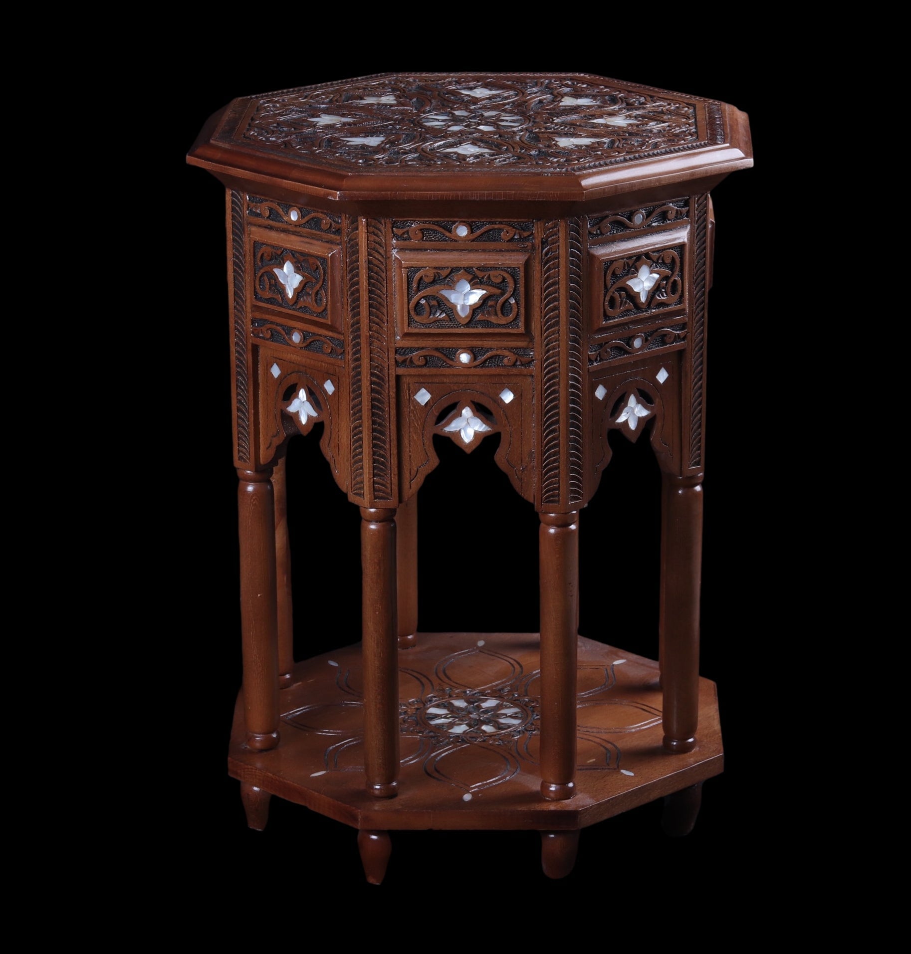 Large Side Table Set - Hand Engraved and Inlayed with Mother of Pearl