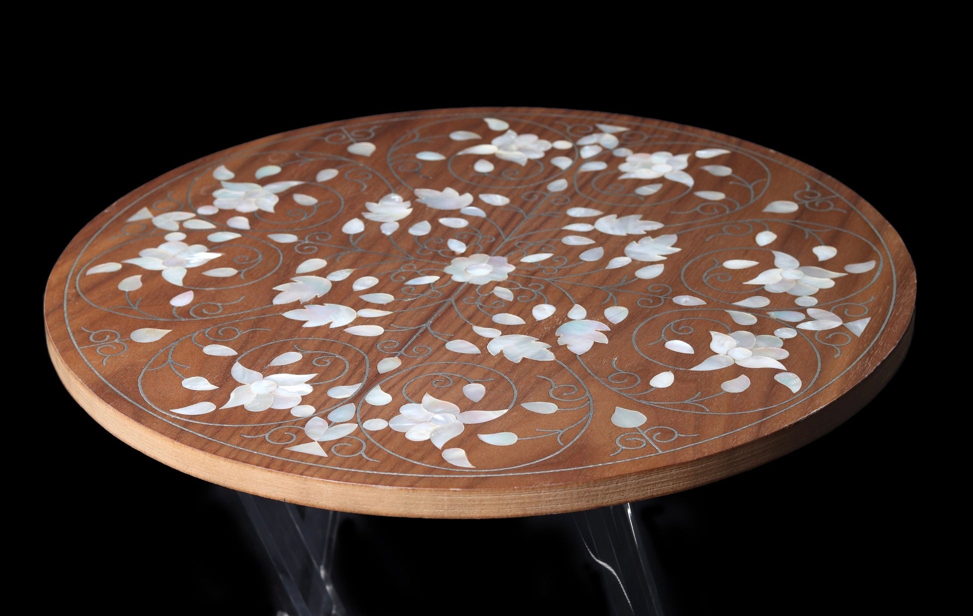 Mother of Pearl and Silver Embedded Serving Tables - Set of 2