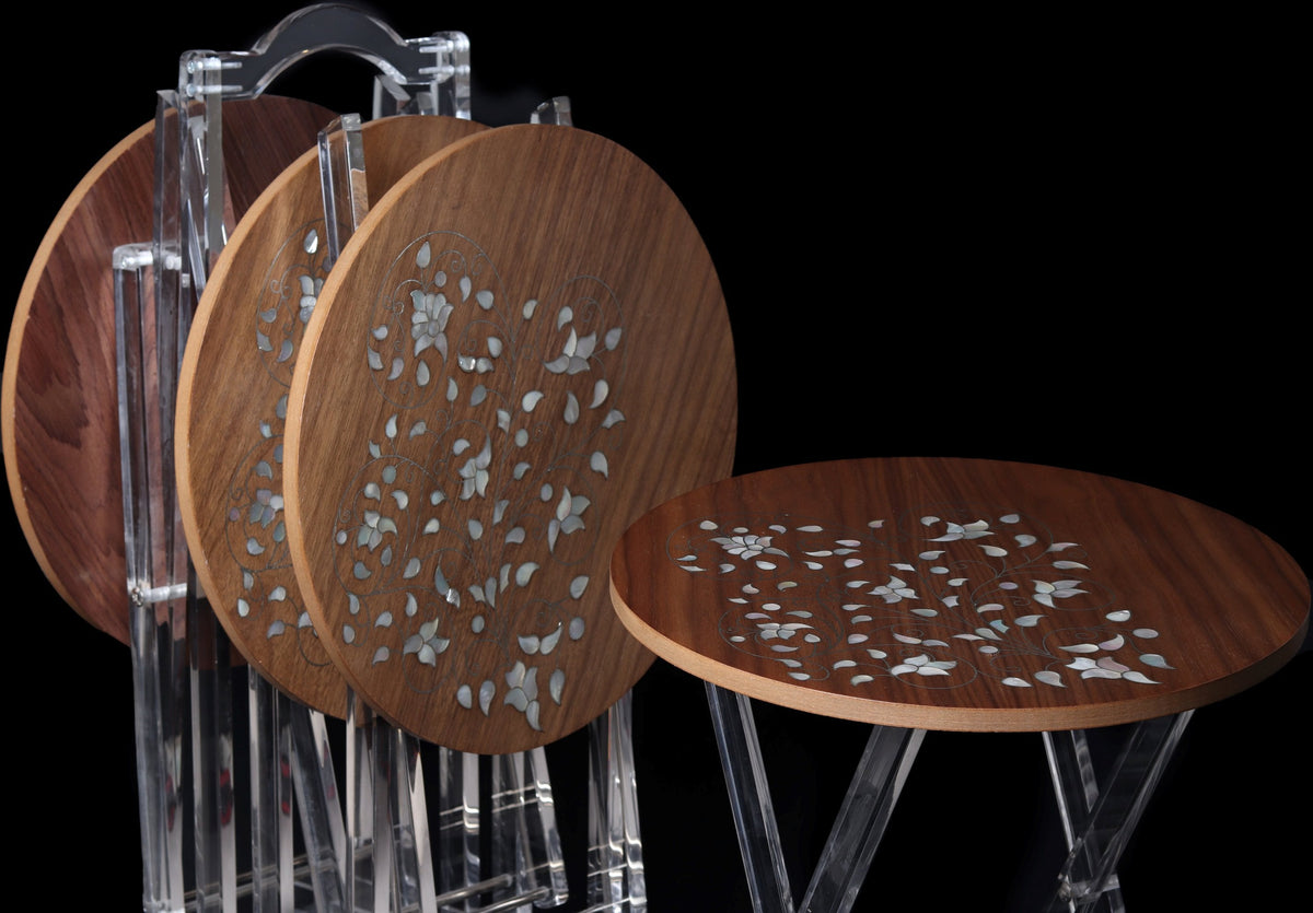Pearl Table Rack Mother of Pearl Furniture - Inlay Serving Table Set of 4 – My Store
