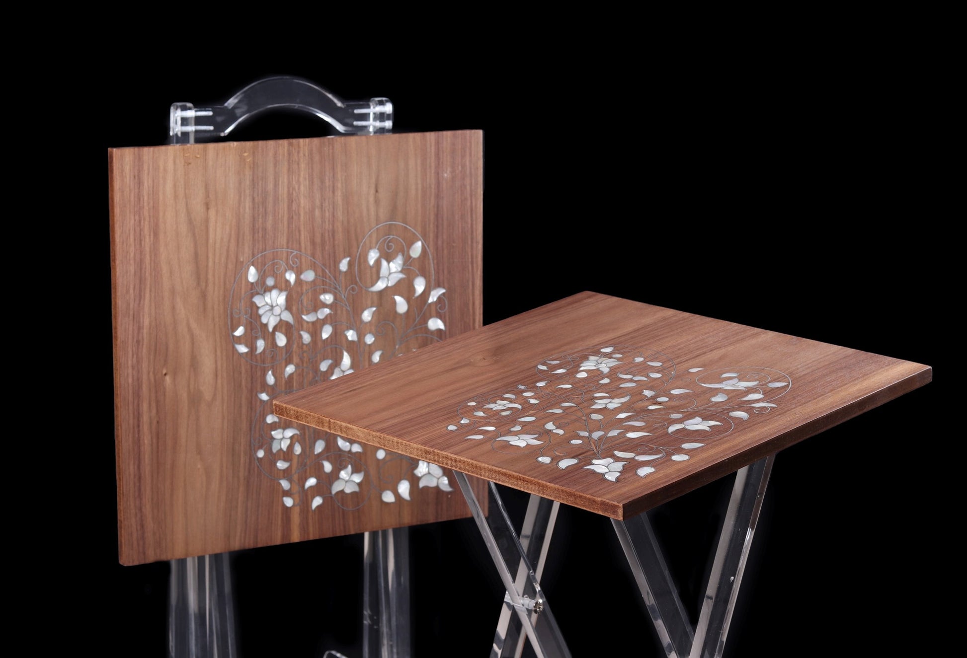 Mother of Pearl Embedded Serving Tables - Set of 2