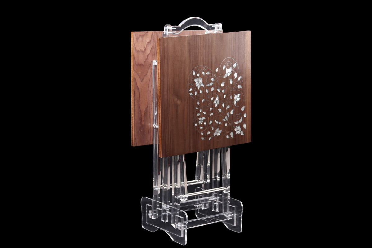 Pearl Table Rack Mother of Pearl Furniture - Inlay Serving Table Set of 2 – My Store