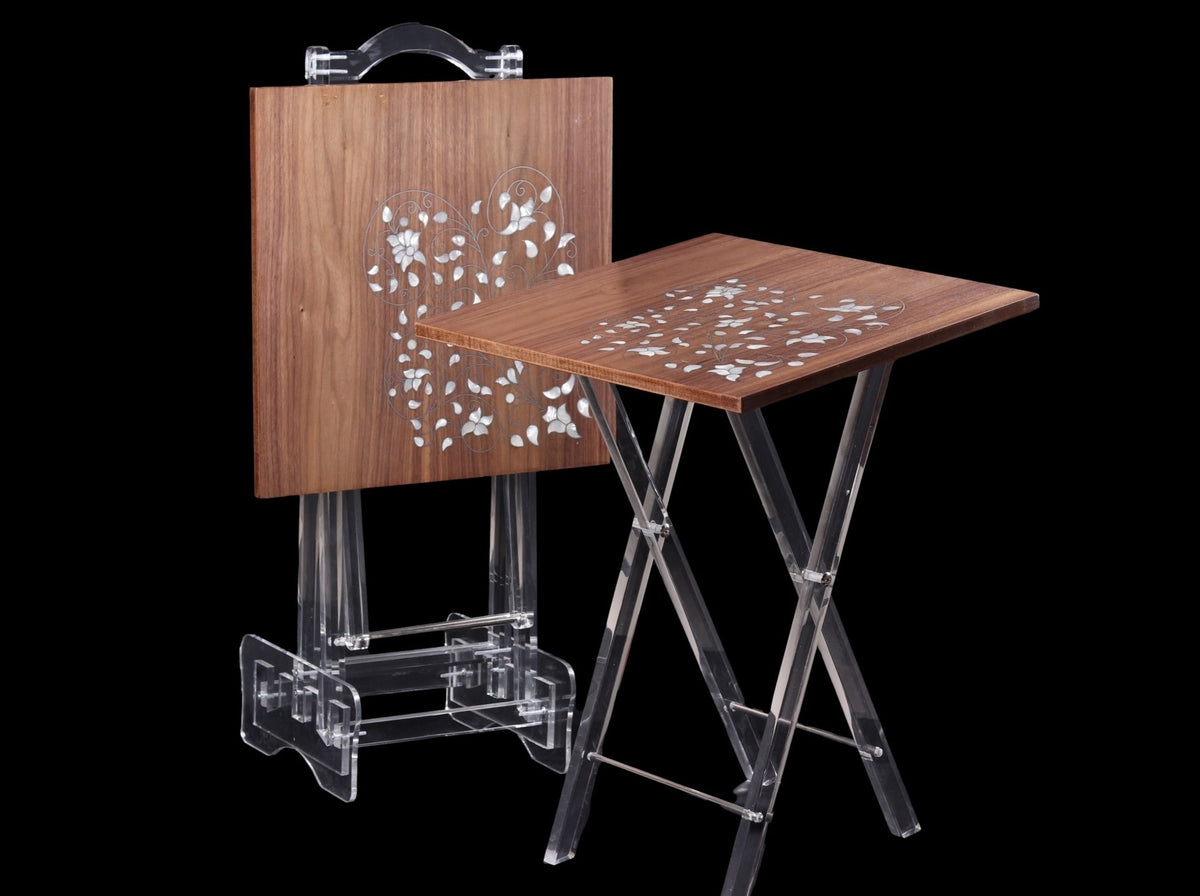 Pearl Table Rack Mother of Pearl Furniture - Inlay Serving Table Set of 2 – My Store