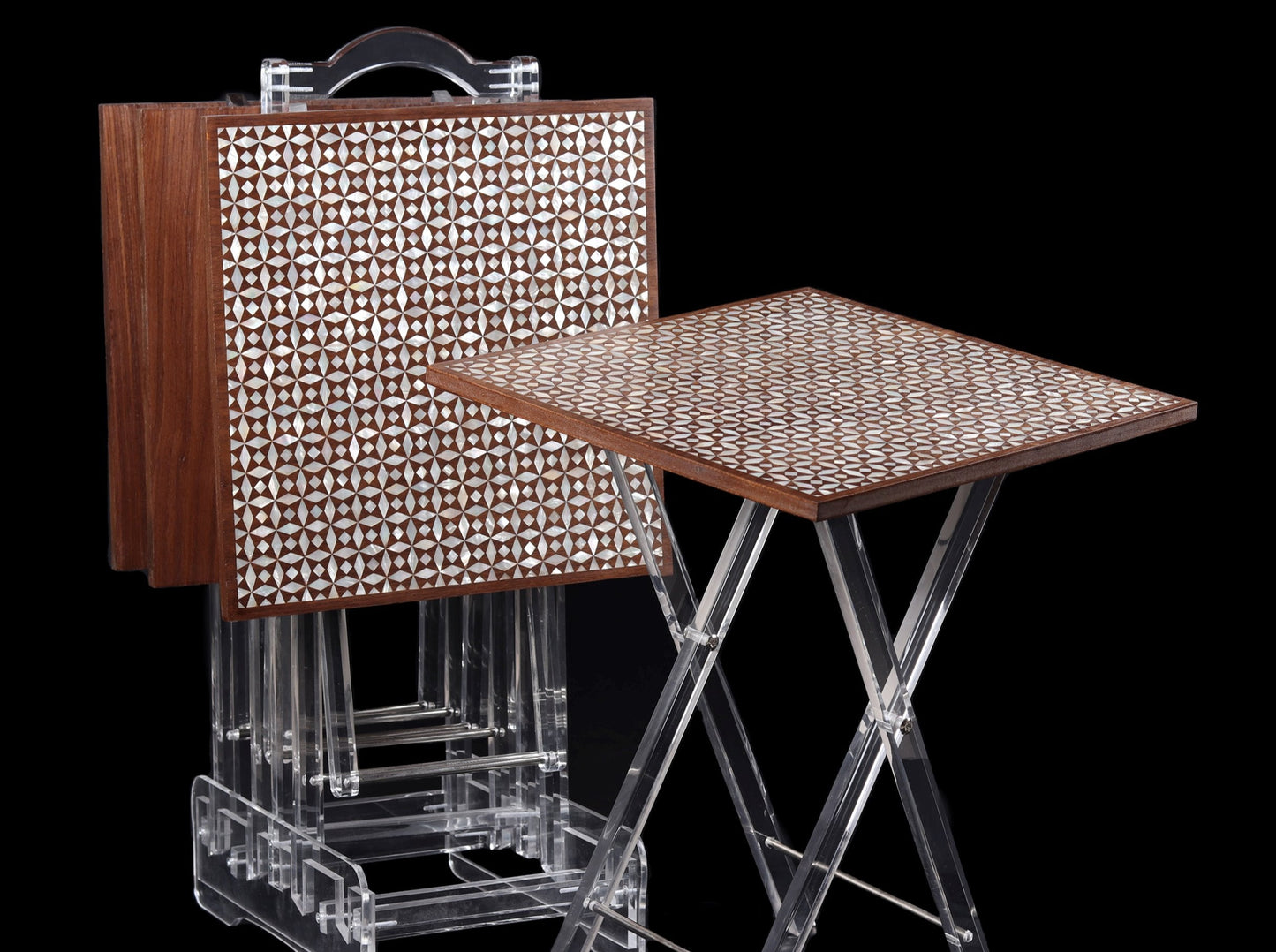 Mother of Pearl Embedded Serving Tables - Set of 4