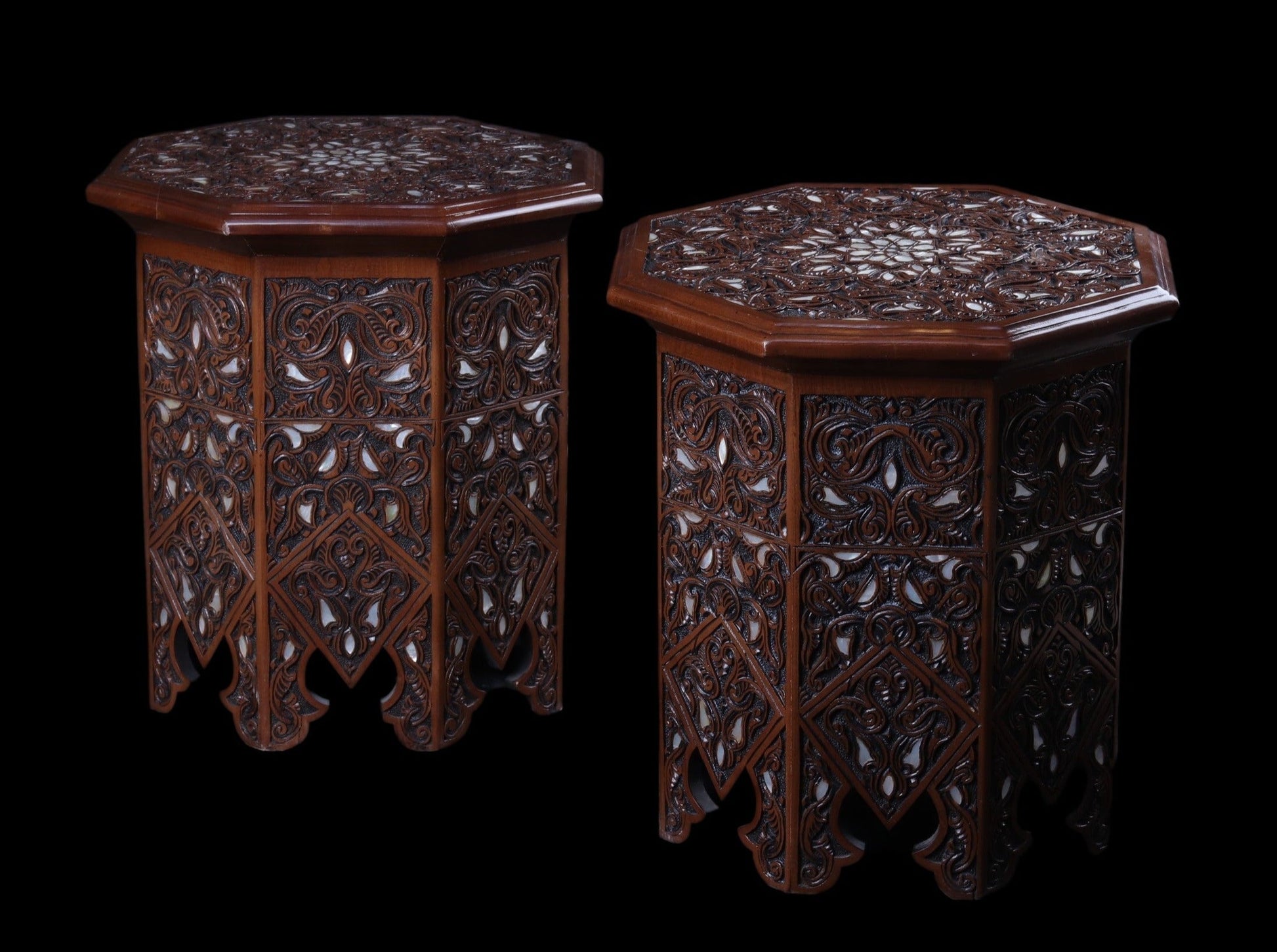 Side Table Set - Hand Engraved and Inlayed with Mother of Pearl