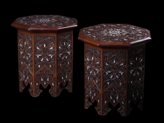 Side Table Set - Hand Engraved and Inlayed with Mother of Pearl